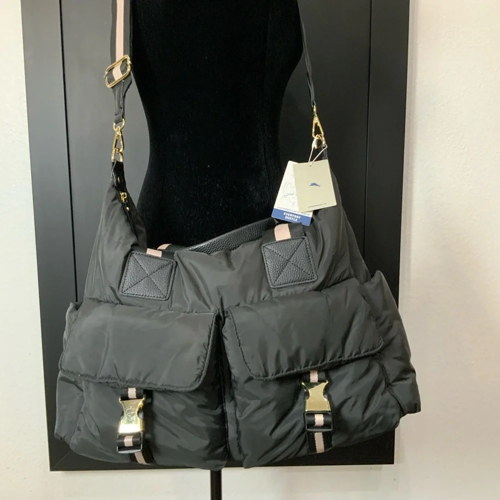 NWT Tommy Bahama Everyday Duffle - Black Puffer Weekender Carry-On Bag